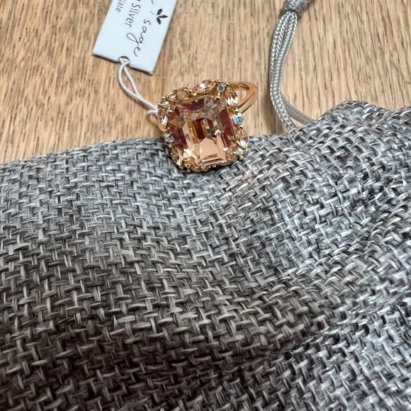 Bleu Sage 14k gold plated sterling silver crystal ring NWT - Picture 3 of 5